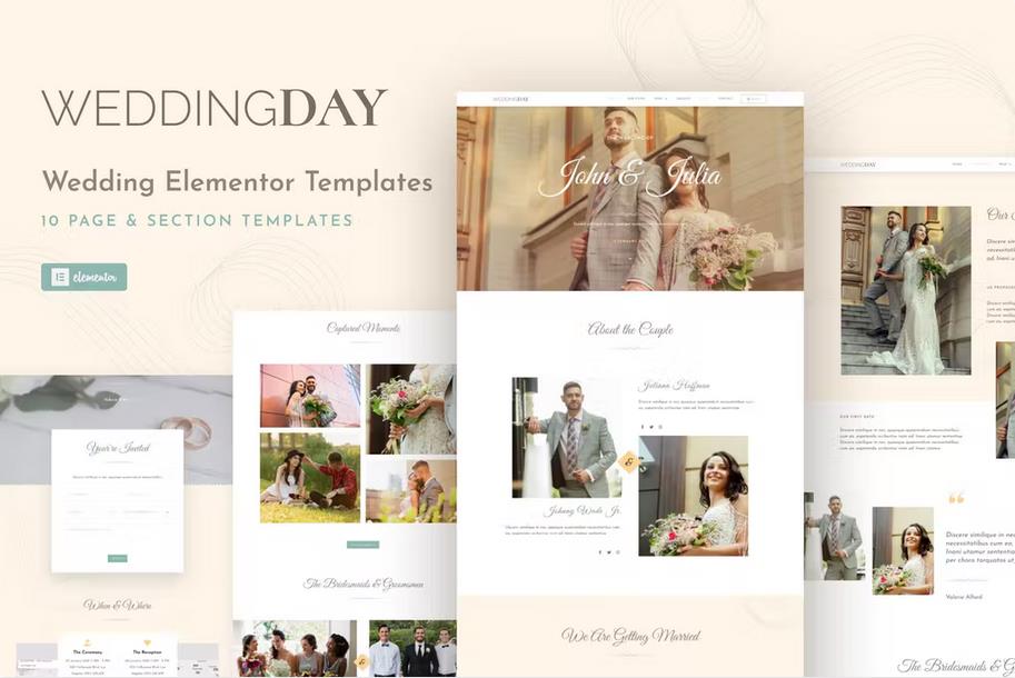 WeddingKit - Invite & Gallery Event Elementor Template Kit