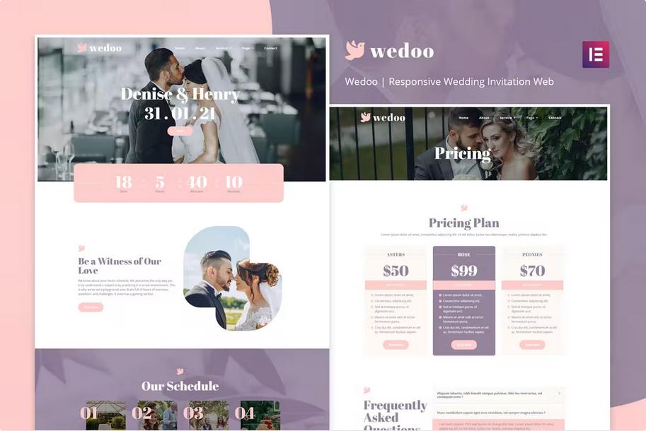 Wedoo - Online Wedding Invitation Elementor Template Kit product preview