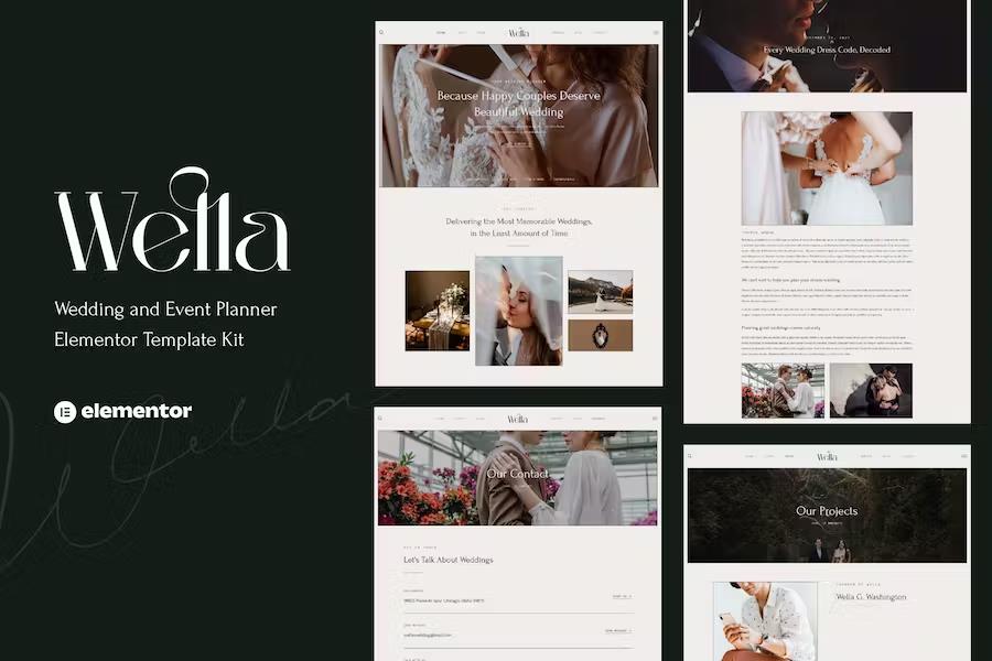 Wella - Wedding & Event Planner Elementor Template Kit product preview