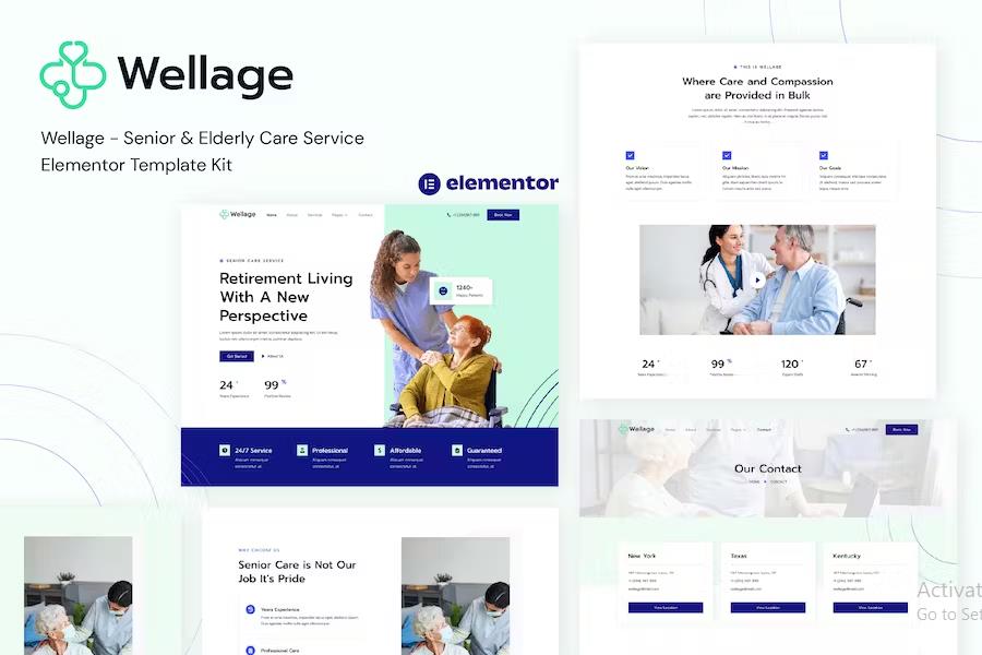 Preview image for Wellage - Senior & Elderly Care Service Elementor Template Kit
