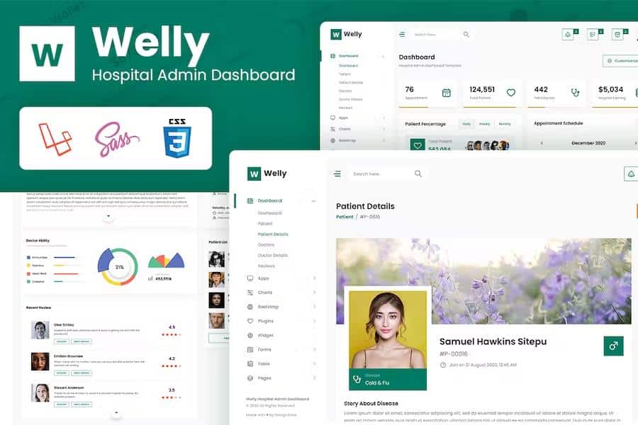 Welly - Hospital Admin Dashboard Laravel 8 Bootstrap Template