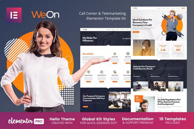 WeOn - Call Center & Telemarketing Elementor Template Kit