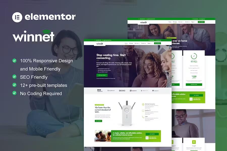 WinNet - Broadband & Internet Service Provider Elementor Template Kit