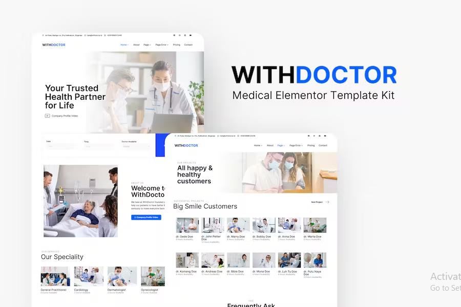 WithDoctor - Medical Elementor Template Kit product preview