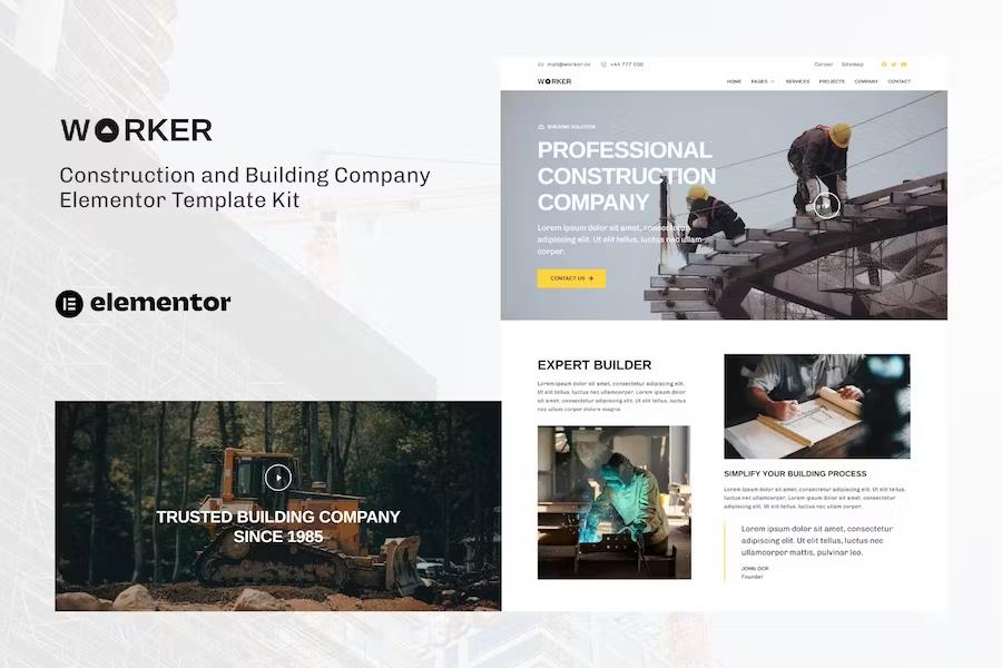 Preview image for Worker - Construction & Building Company Elementor Template Kit