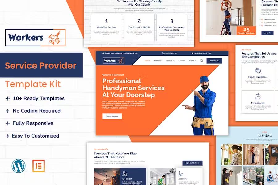 WorkersJet - Handyman & Repair Service Elementor Template Kit listing image