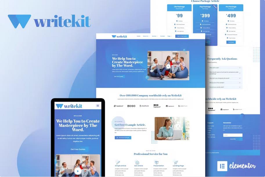 WriteKit - Content Writing Services Agency Elementor Template Kit