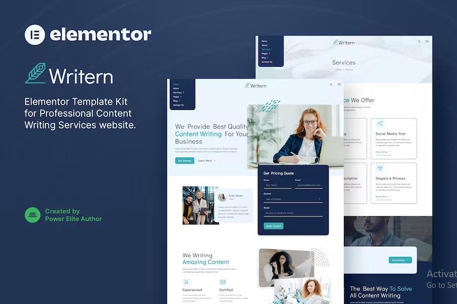 Writern – Content Writing Services Elementor Template Kit product preview