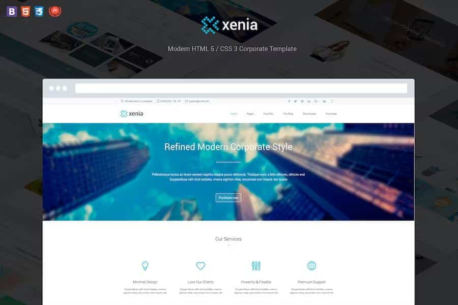 Xenia - Refined HTML 5   CSS 3 Corporate Template