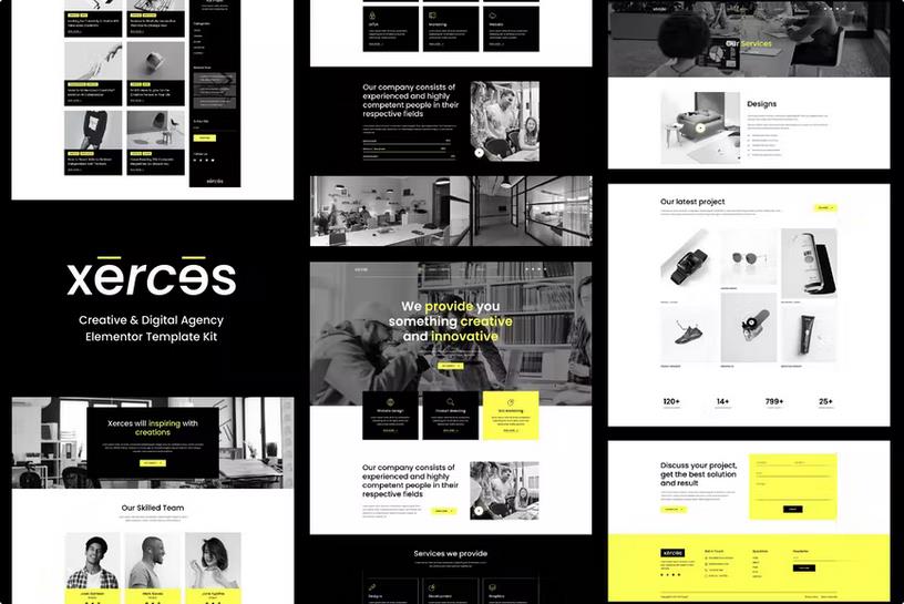 Product preview supplied for Xerces - Creative & Digital Agency Elementor Template Kit