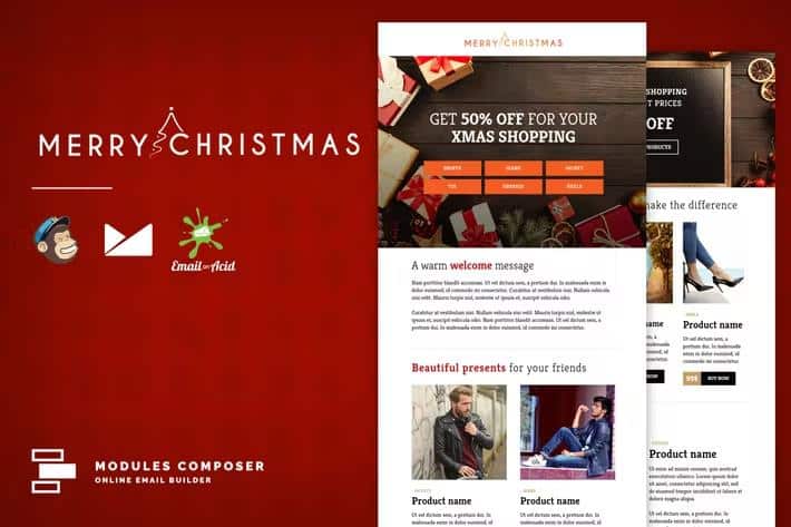 XMAS - E-commerce Responsive Email Template with MailChimp Editor, StampReady & Online Builder
