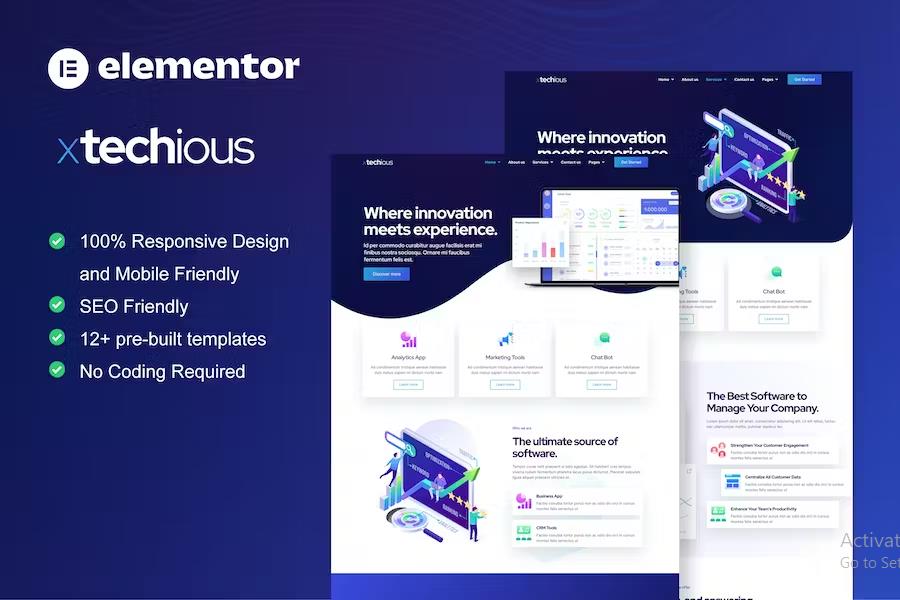 Preview image for Xtechious - Saas & Digital Tech Company Elementor Template Kit