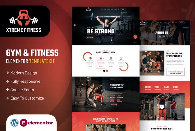 Product preview supplied for Xtreme Fitness | Elementor Template Kit
