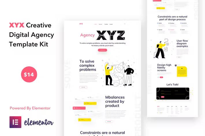 XYZ - Creative Digital Agency Business WordPress Elementor Template Kit