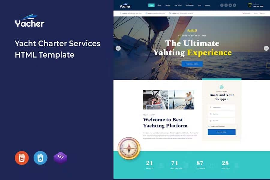 Preview image for Yacher - Yacht Charter Services HTML Template