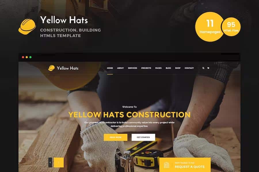 Yellow Hats - Construction, Building & Renovation HTML Template