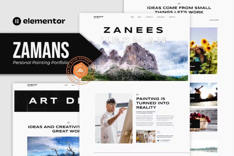 Preview image for Zamans - Personal Painting Portfolio Elementor Pro Template Kit