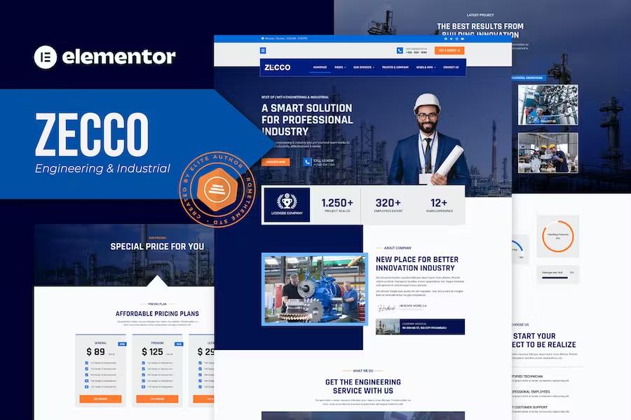 Product preview supplied for Zecco - Engineering & Industrial Company Elementor Template Kit