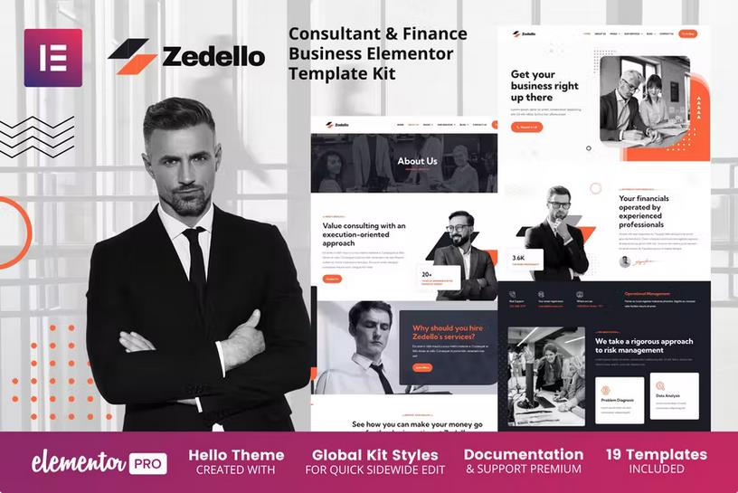 Zedello - Consultant & Finance Business Elementor Template Kit