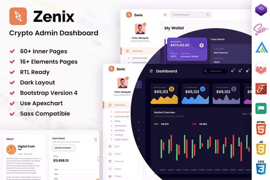 Zenix - Crypto Bootstrap Admin Dashboard