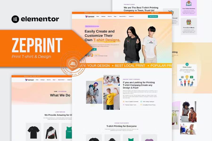 Zeprint - Print T-shirt & Design Elementor Pro Template Kit listing image