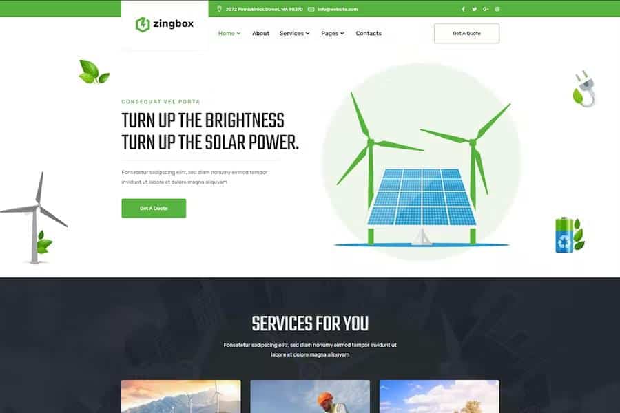 Zingbox - Wind & Solar Energy HTML Template