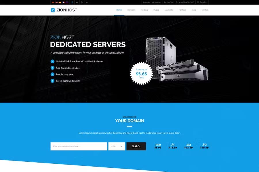 ZionHost - Web Hosting, Responsive HTML5 Template