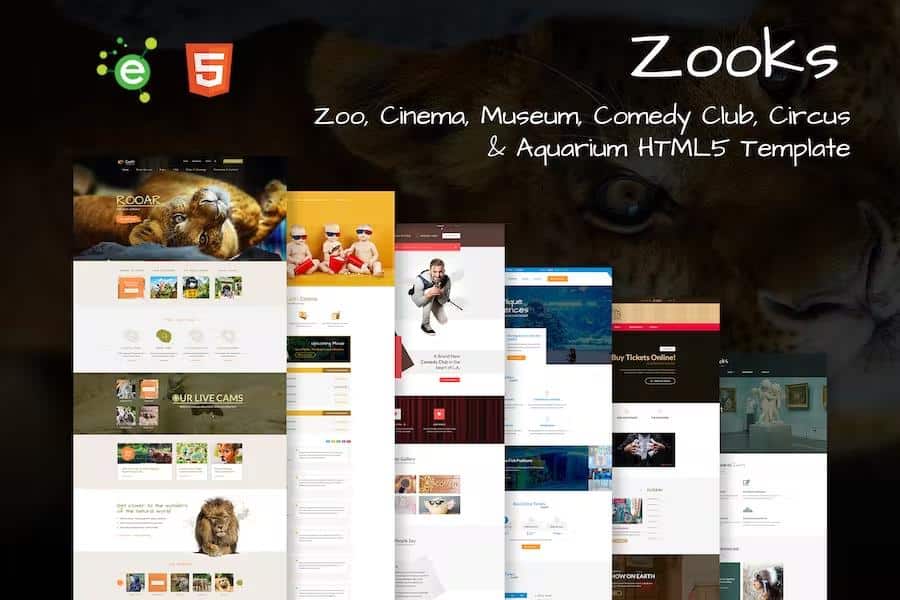 Zooks - Zoo, Cinema, Museum, Comedy Club, Circus & Aquarium HTML5 Template