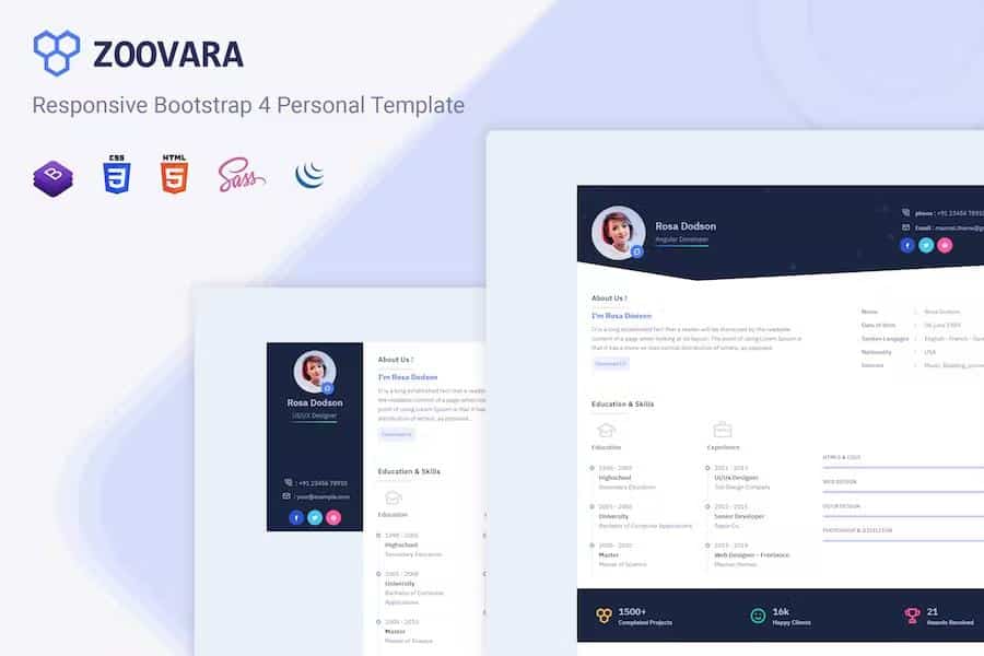 Zoovara - Personal Resume   CV Template