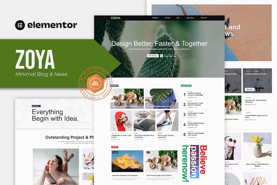 Zoya - Minimal Blog Elementor Template Kit listing image
