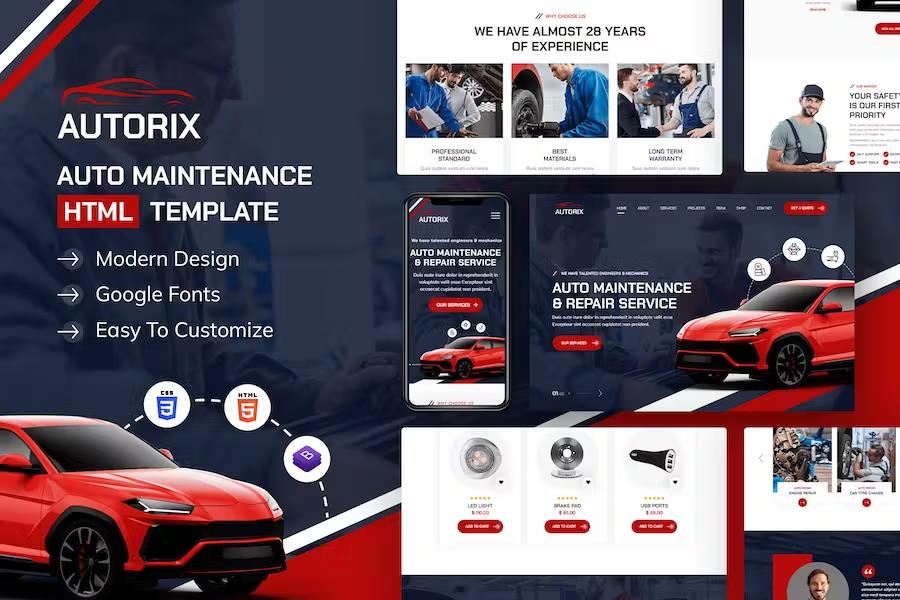 Autorix | Auto Maintenance HTML Template product preview