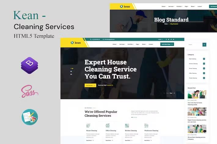 Product preview supplied for Kean - Cleaning Services HTML5 Template