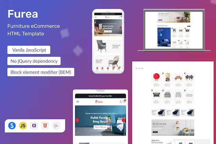 Preview image for Furea - Furniture eCommerce HTML Template