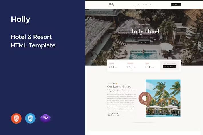 Holly - Hotel & Resort HTML Template product preview