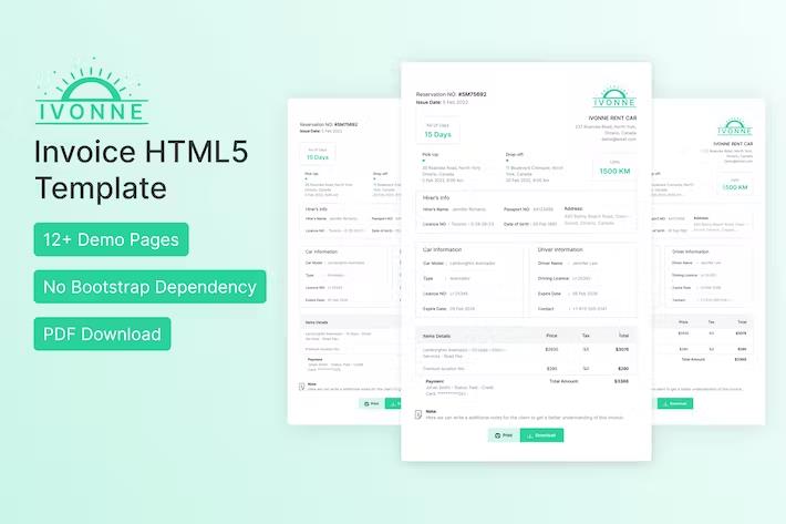 Ivonne - Invoice HTML Template