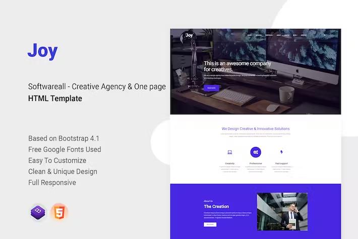 Joy - Creative Agency & One page HTML Template