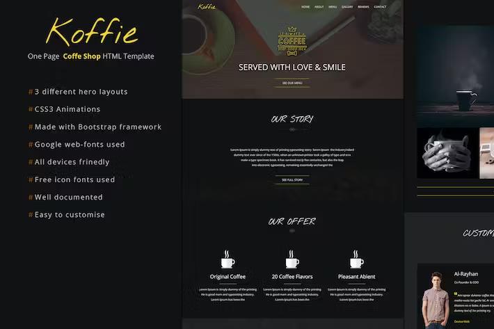 Koffie - Coffee Shop HTML Landing Page