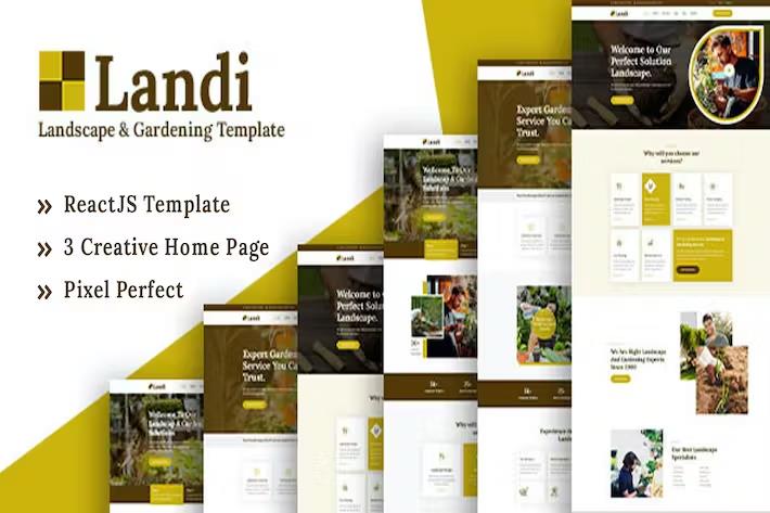 Landi - Landscape Gardening ReactJS Template product preview