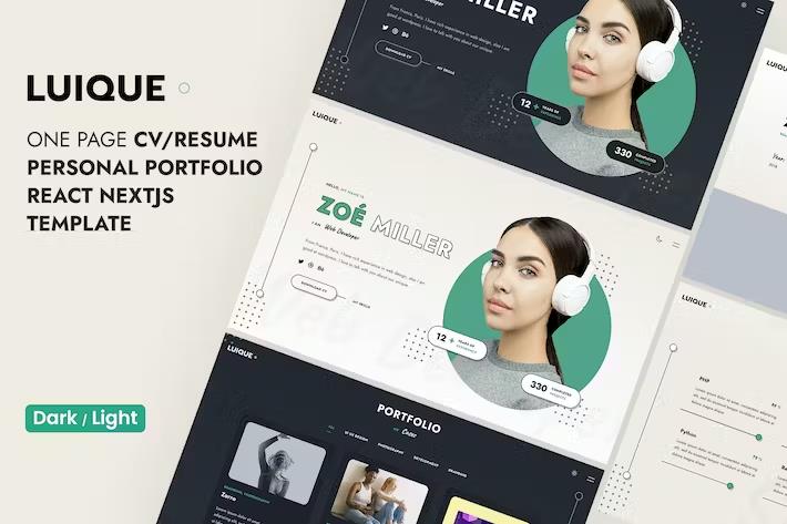 Product preview supplied for Luique - Personal Portfolio React NextJS Template