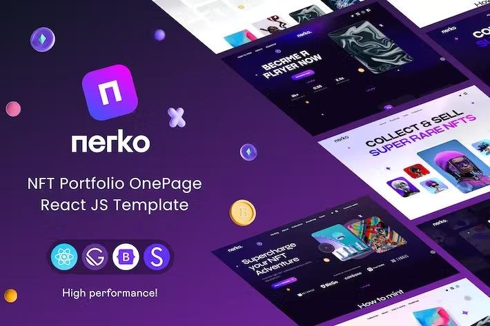 Nerko - NFT Portfolio Onepage Template product preview