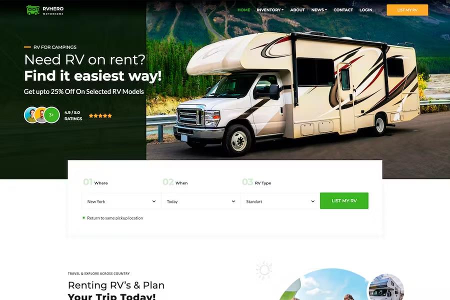 Preview image for Rvhero - RV rental HTML Template