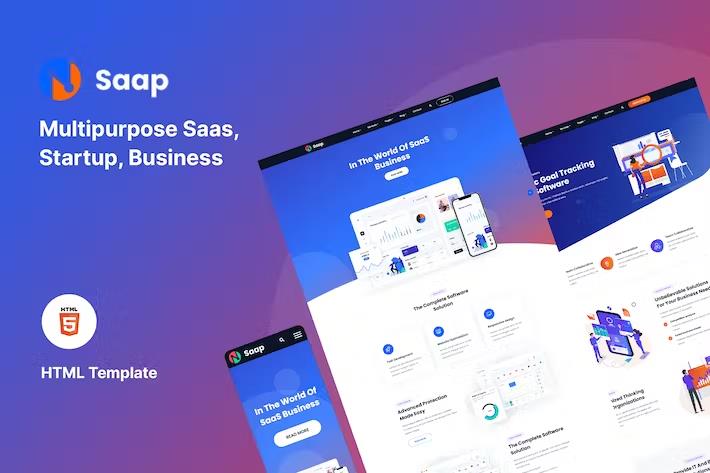 Product preview supplied for Saap - Saas & Software HTML Template