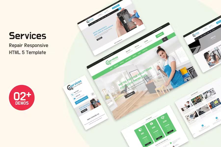 Product preview supplied for Services - Repair Responsive HTML 5 Template