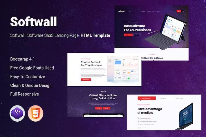 Softwall | Software SaaS Landing Page Template