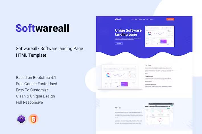 Softwareall - Software landing Page HTML Template listing image
