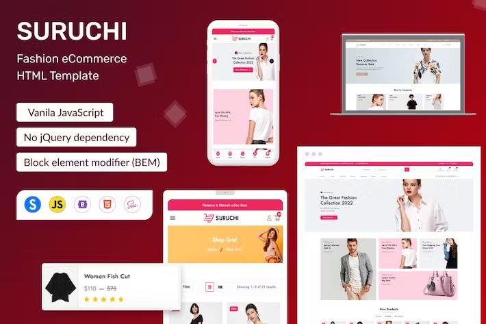 Product preview supplied for Suruchi - Fashion eCommerce HTML Template