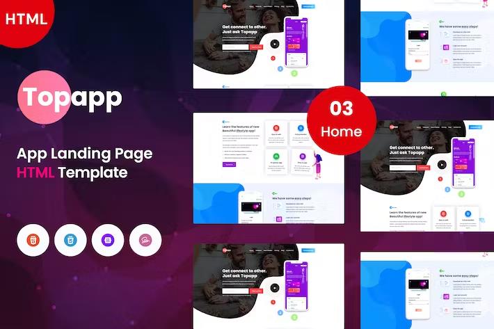 Topapp - App Landing Page Template listing image