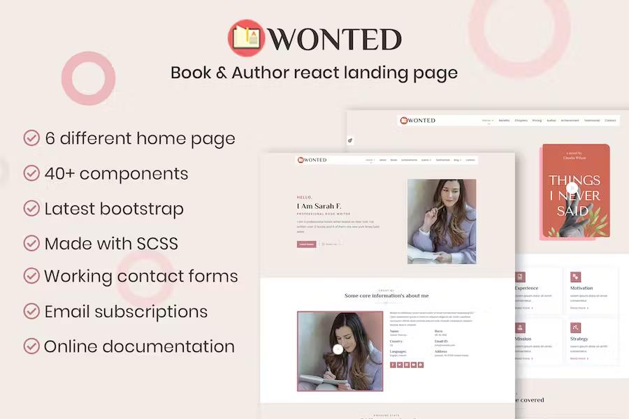 Wonted - Book & Author React Template