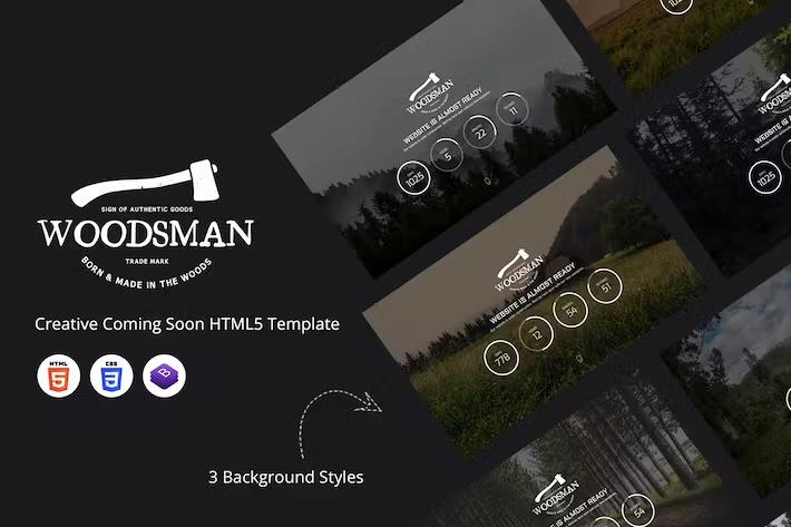Woodsman - Creative Coming Soon HTML5 Template product preview