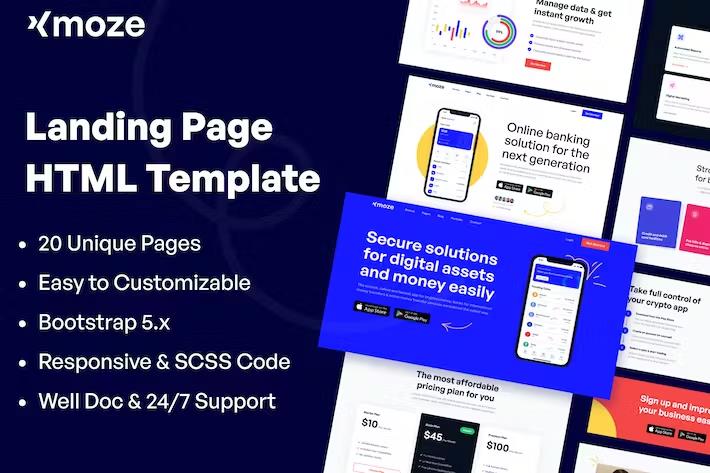 Xmoze - HTML Landing Page Template listing image
